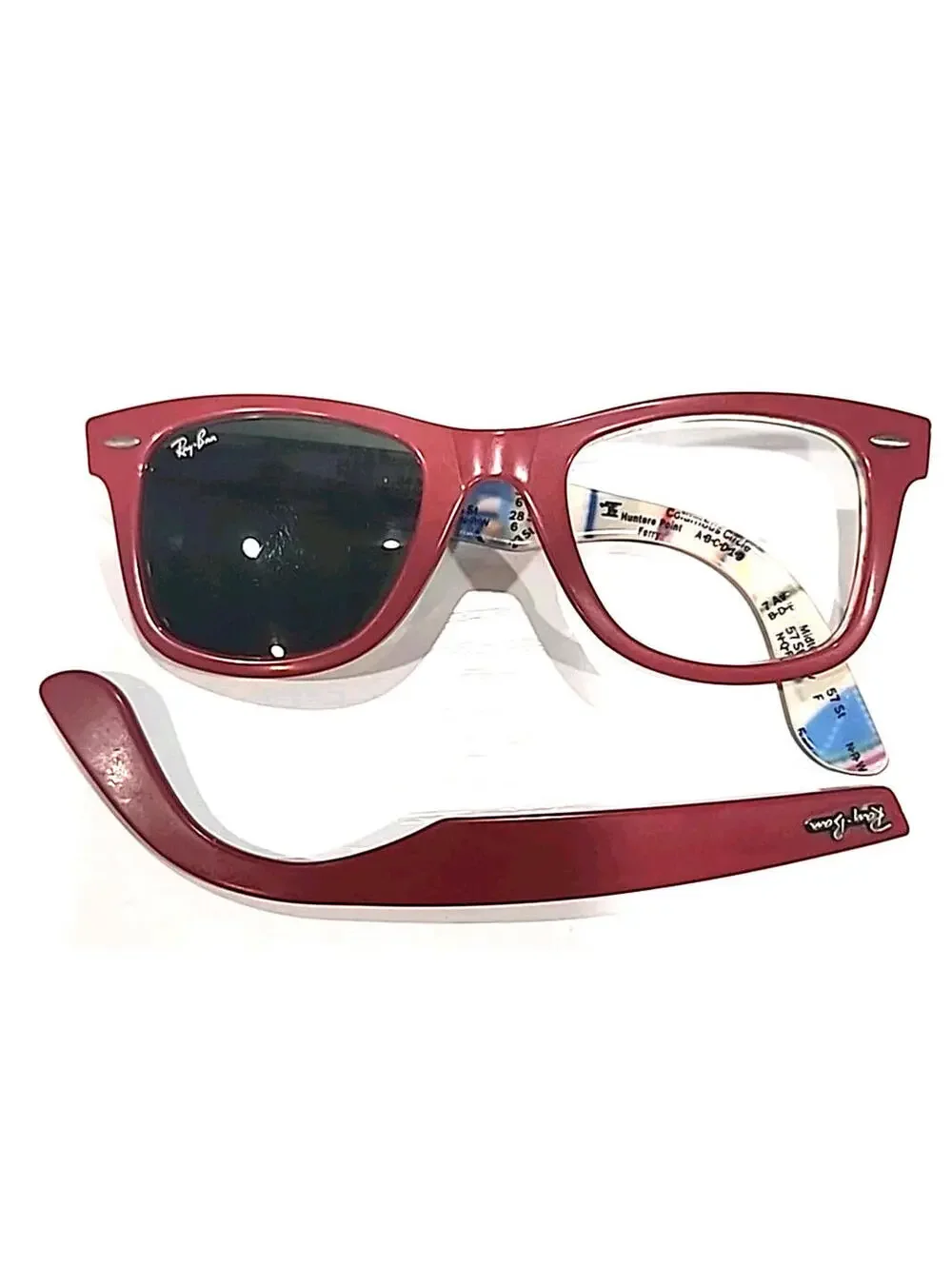 Ray Ban RB2140 1031 Broken Red Metro Train Stop Wayfarer Sunglasses Frame 50-22